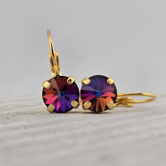 Austrian Crystal Earrings in Gold Plate - Picture 6 of 8